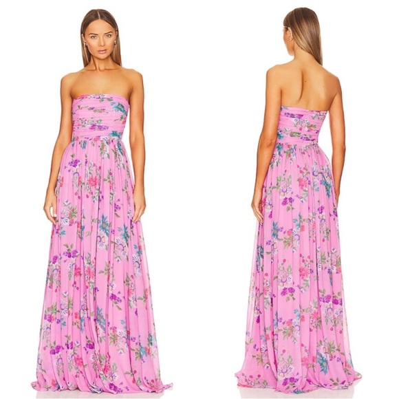 Sau Lee Dresses & Skirts - Sau Lee Camille Gown Strapless Pink Floral size 0